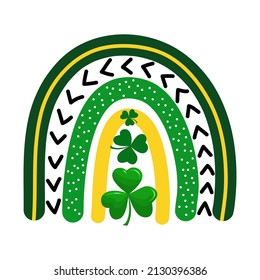 Good luck! - cute rainbow decoration. Little rainbow in scandinavian nordic style, posters for nursery room, greeting cards, kids and baby clothes. Saint Patrick's Day gift tag or greeting card.