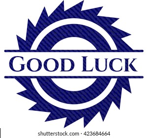 Gutes Luck-Emblem mit jean-Struktur