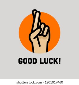 Good Luck Fingers Crossed Vector Illustration