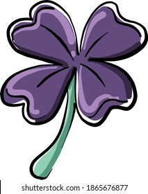 Good luck four leaf clover illustration, vector on white background.