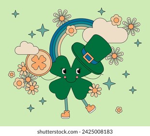 Good luck four leaf clover. Green clover leaf. St. Patrick's day, abstract clover. Lucky fower-leafed symbol of Irish beer festival St Patrick's day