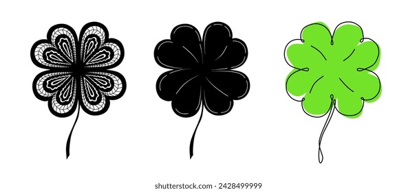 Good luck four leaf clover, vector set