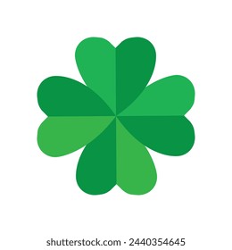 Good luck four leaf clover flat icon, Green shamrock, cloverleaf isolated on white  background.