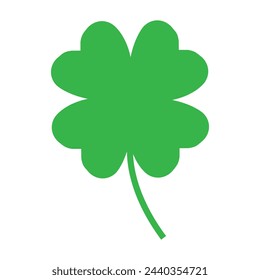 Good luck four leaf clover flat icon  isolated on white  background.