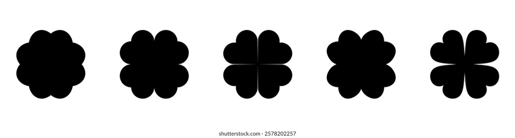 Good luck four leaf clover flat icon set isolated on transparent background.