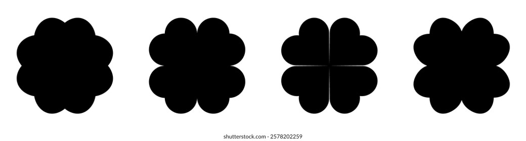 Good luck four leaf clover flat icon set isolated on transparent background.