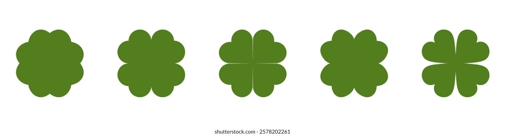 Good luck four leaf clover flat icon set isolated on transparent background.