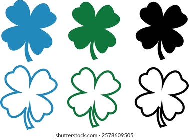 Good luck four leaf clover icon set. four leaf clover isolated icon. four leaf clover line icon. clover icon, vector, silhouette set