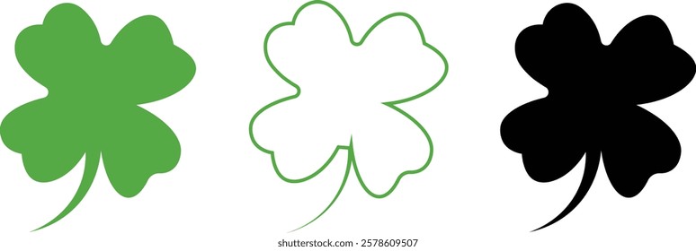 Good luck four leaf clover icon set. four leaf clover isolated icon. four leaf clover line icon. clover icon, vector, silhouette set