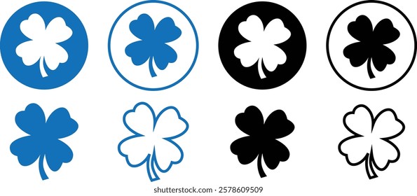 Good luck four leaf clover icon set. four leaf clover isolated icon. four leaf clover line icon. clover icon, vector, silhouette set