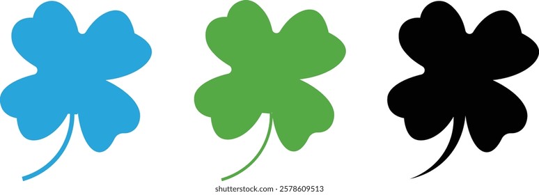 Good luck four leaf clover icon set. four leaf clover isolated icon. four leaf clover line icon. clover icon, vector, silhouette set