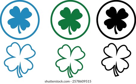 Good luck four leaf clover icon set. four leaf clover isolated icon. four leaf clover line icon. clover icon, vector, silhouette set