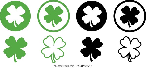 Good luck four leaf clover icon set. four leaf clover isolated icon. four leaf clover line icon. clover icon, vector, silhouette set