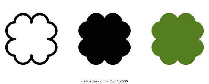 Good luck four leaf clover flat icon set isolated on transparent background.