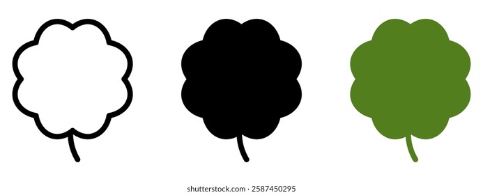 Good luck four leaf clover flat icon set isolated on transparent background.