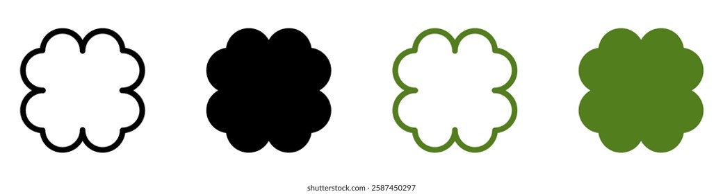 Good luck four leaf clover flat icon set isolated on transparent background.