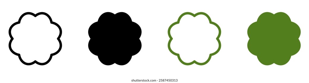 Good luck four leaf clover flat icon set isolated on transparent background.