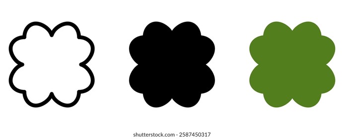 Good luck four leaf clover flat icon set isolated on transparent background.