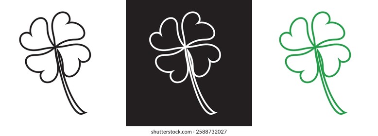 Good luck four leaf clover icon .  isolated on white and black background. Vector illustration. EPS 10