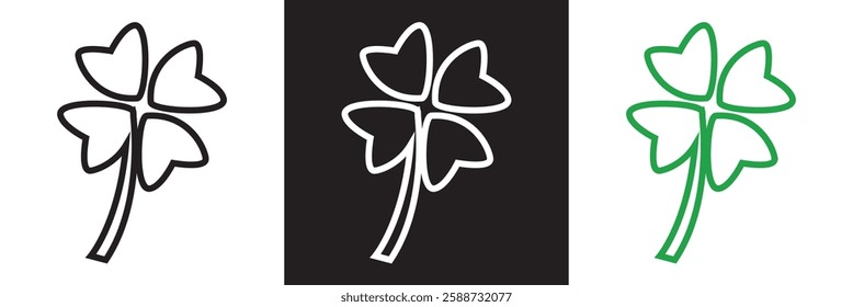 Good luck four leaf clover icon .  isolated on white and black background. Vector illustration. EPS 10