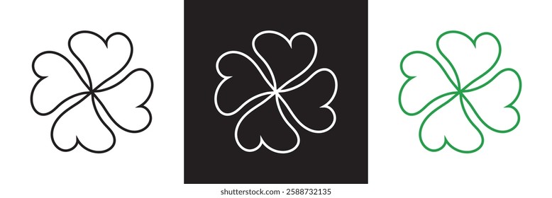 Good luck four leaf clover icon .  isolated on white and black background. Vector illustration. EPS 10