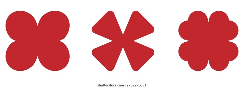 Viel Glück Vier Blatt Klee flachen Icon-Set. Klee vier Blatt Vektor Shamrock Symbol. St Patrick Glück Klee gutes irisches grünes Herz flachen Shamrock isoliertes Symbol. 10 EPS