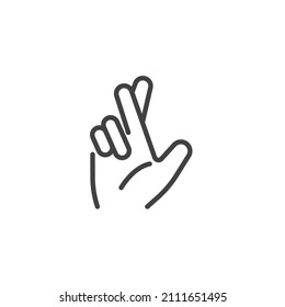 Good luck gesture line icon. Crossed fingers linear style sign for mobile concept and web design. Hand gesture - Wish for luck outline vector icon. Symbol, logo illustration. Vector graphics