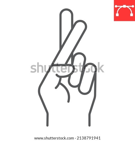 Good luck gesture line icon, gesture and fingers crossed, promise vector icon, vector graphics, editable stroke outline sign, eps 10.