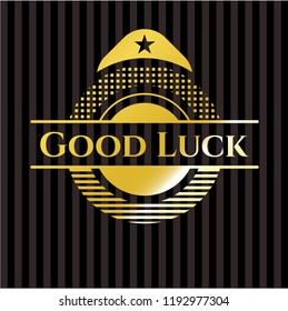 Good Luck gold shiny badge