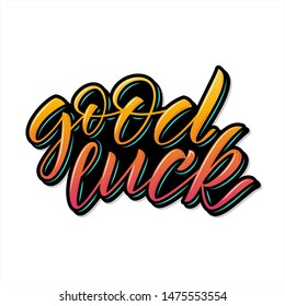 Good luck gradient vector calligraphic lettering. Goodbye, farewell phrase, quote isolated on white background. Good wishes saying sticker. Postcard, message design element with inscription