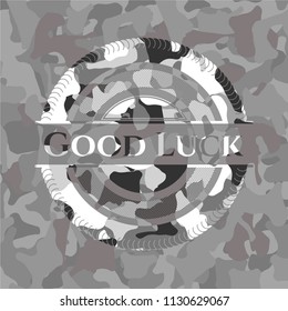 Good Luck grey camouflage emblem