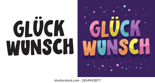 Good luck - hand drawn doodle lettering on german language. Lettering for t-shirt design, mug print, bag print, clothes fashion. 100% hand drawn vector image.