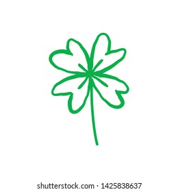 Good luck hand drawn shamrock. Lucky charm doodle.