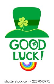 Good luck! Happy St. Patrick's day. Holiday Greeting Card. Vector illustration
