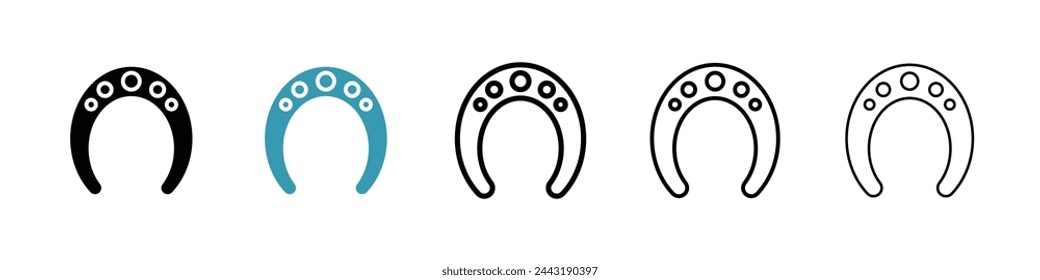 Good Luck Horseshoe and Charm Icons. Fortune and Superstition Symbols.