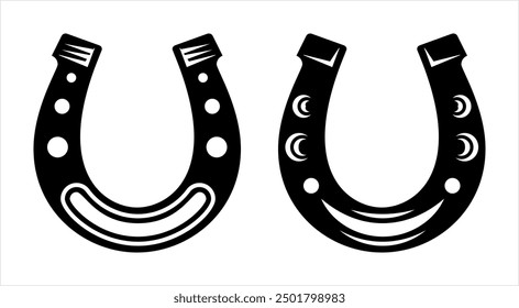 Good Luck Horseshoe Icon, Horse Hoof Metal Protector Shoe Product Vector Art Illustration