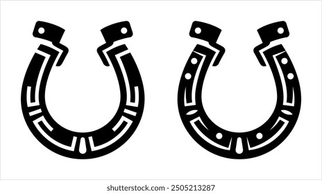 Good Luck Horseshoe Icon, Horse Hoof Metal Protector Shoe Product Vector Art Illustration