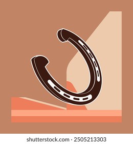 Good Luck Horseshoe Icon, Horse Hoof Metal Protector Shoe Product Vector Art Illustration