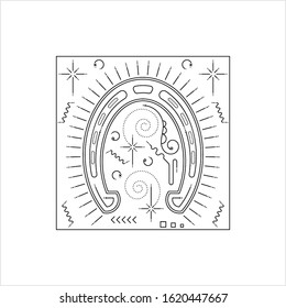 Good Luck Horseshoe Icon Monoline Style, Single Stroke Width Vector Art Illustration