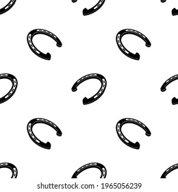 Good Luck Horseshoe Icon Seamless Pattern Vector Art Illustration