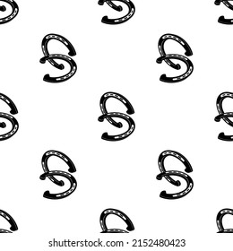 Good Luck Horseshoe Icon Seamless Pattern Vector Art Illustration