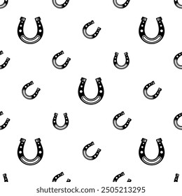 Good Luck Horseshoe Icon Seamless Pattern, Horse Hoof Metal Protector Shoe Product Vector Art Illustration