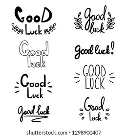 Good luck lettering. Vector illustration with lucky greeting hand drawn quote. 