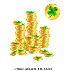 Good Luck Money Pile Gold Coins Stock Vector (Royalty Free) 586458338 ...