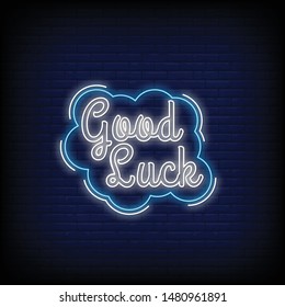 Good luck neon sign vector. Good luck Design template neon sign
