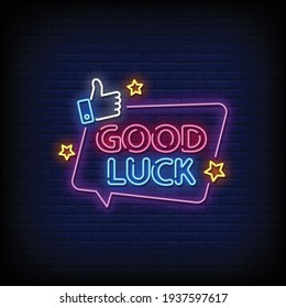 Good Luck Neon Signs Style Text Vector