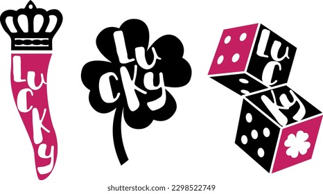 good luck objects such as four-leaf clover and dice