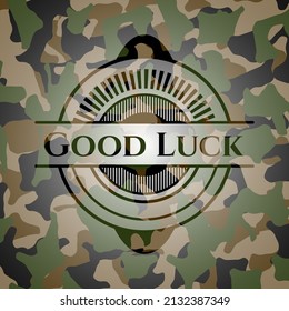 Good Luck on camouflaged pattern. Vector Illustration. Detailed. 