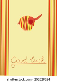 Good luck orange postcard background illustration with elephant