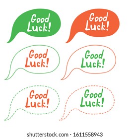 Good luck quote lettering. Hand drawn in bubble. Isolated inspirational phrase. Outline graphic. Green, white and orange. For greeting cards, wrapping paper, textile and posters. St Patrick's Day